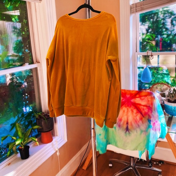 Sweaters - mustard orange velour velvety oversized pullover sweater 🔮